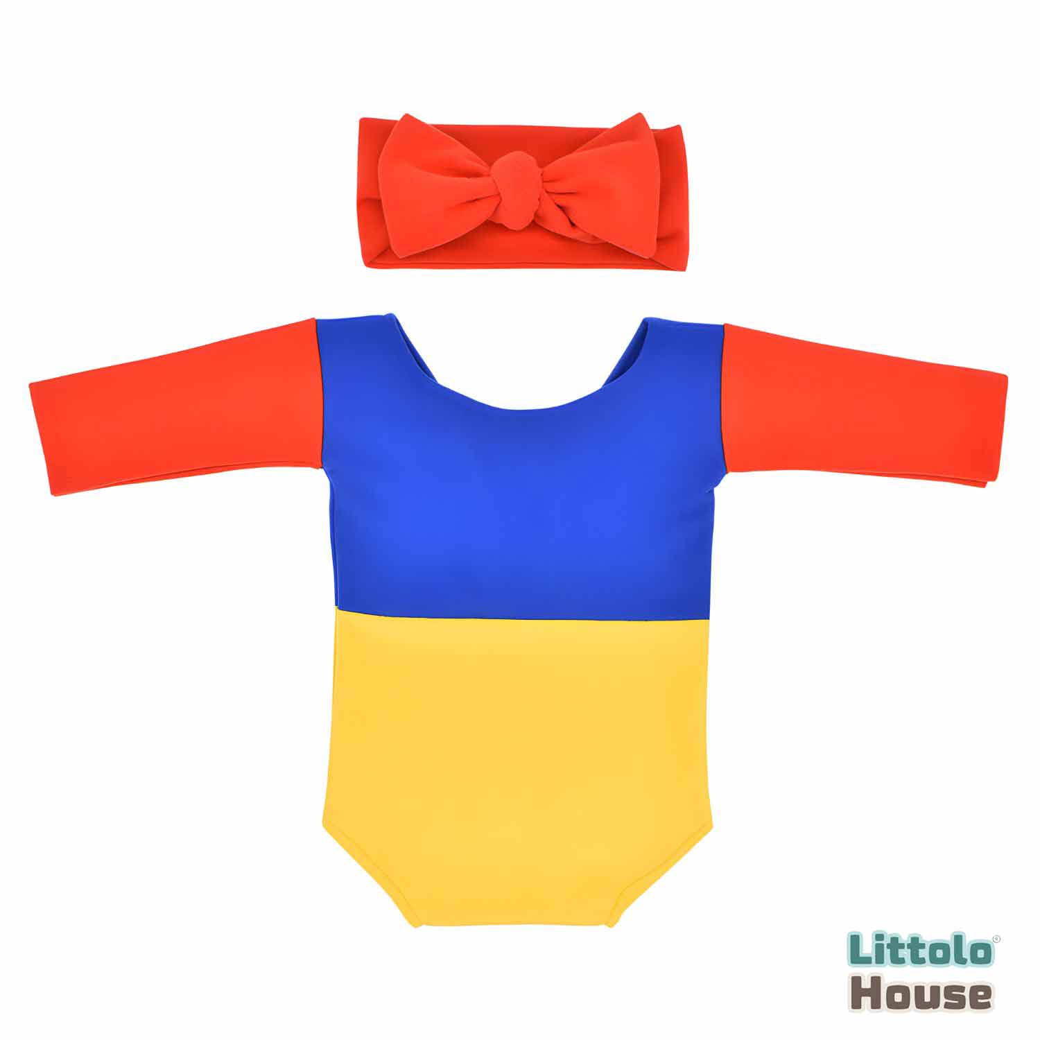 Baby Girl Snow White Theme Costume with Hairband Set of 2 Outfit O080 | NB | Red Blue