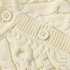 Baby Knitted Long Sleeves Romper with Warm Hat Outfit O049 | 2Y | Off White