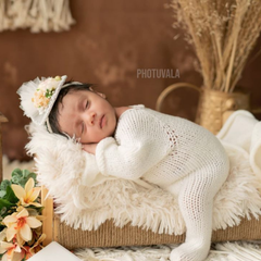 Baby Knitted Rompers O014 Outfit | NB | White