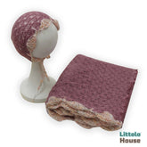 Baby Knitted Wrap with Knitted Bonnet Set of 2 SR083 | NB | Purple
