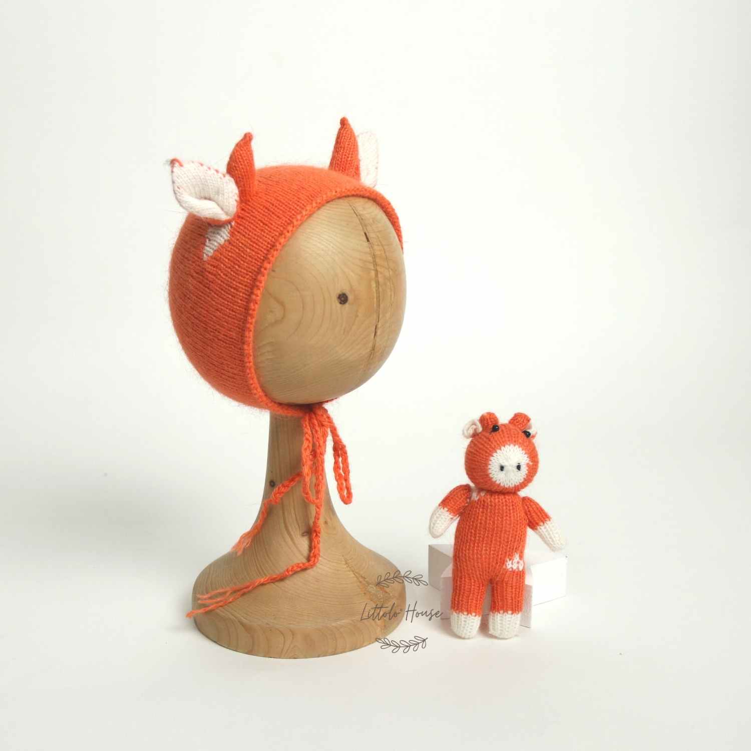 Baby Mohair knitted Romper Bonnet and Teddy Calf Set of 3 Outfit O059 | NB | Orange