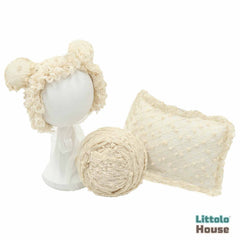 Baby Popcorn Knit Bonnet and Stretch Wrap SR012 | Set of 2 | 3M | Cream