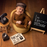 Baby Romper and Sleep Hat SR017 | Set of 2 | NB| Brown