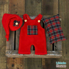 Baby Strapped Romper with Sleep Hat & Pillow O133 | 2M | Red