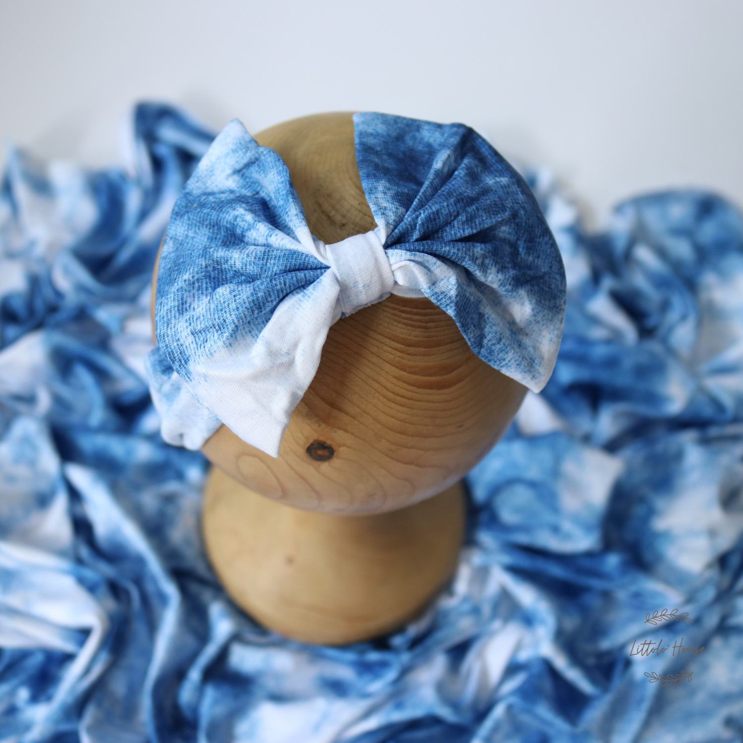 Baby Tie Dye Swaddle Wrap with Hairband SR079 | NB | Light Blue