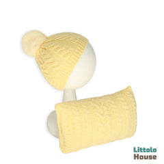 Baby Wool Hat and Pillow Set of 2 B013 | NB | Light Yellow