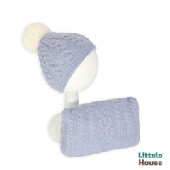 Baby Wool Hat and Pillow set of 2 B013 | NB | Blue Iris