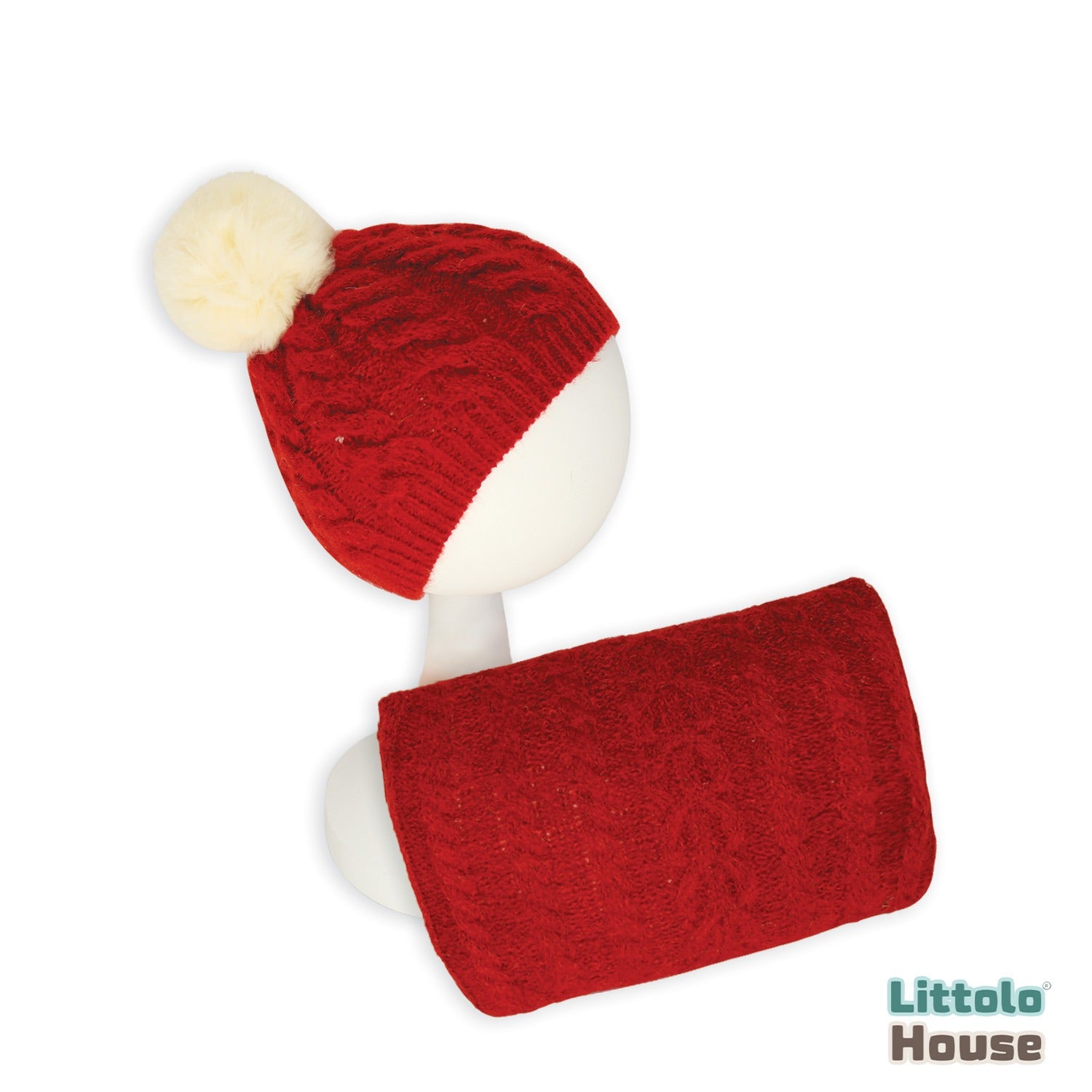 Baby Wool Hat and Pillow set of 2 B013 | NB | Cherry