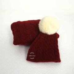 Baby Wool Hat and Pillow set of 2 B013 | NB | Cherry