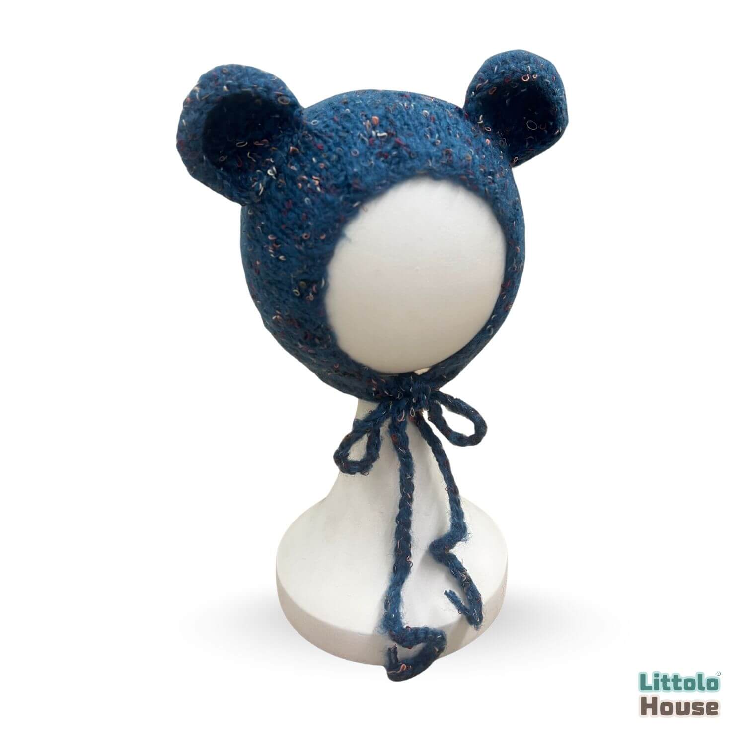 Baby Wool Knit Mohair Bonnet | NB | Dark Blue