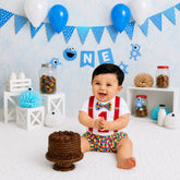 Baby 1st Birthday Cake Smash Romper and Suspender Shorts Set of 2 Outfit O079 | 1Y | Caterpillar Print
