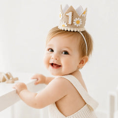 Baby 1st Birthday Floral Daisy Crown D168 | Pack of 1 | Light Brown