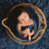 Baby Artificial Fur Layer and Knitted Stretch Wrap SR081 | NB | Navy Blue