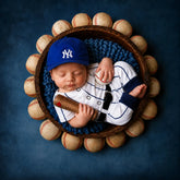 Baby Boy Baseball Outfit with Cap & Ball O117 | NB | White Blue
