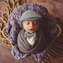 Baby Boy Gentleman Cap and Bowtie SR001 | Set of 2 | 3M | Grey