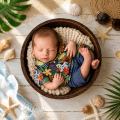 Baby Boy Summer Floral Printed Holiday Beach Outfit Short Sleeve Shirt & Short O177 | 3M | Multicolour
