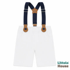 Baby Boy Suspender Shorts Outfit O078 | 1Y | White