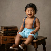 Baby Boy Suspender Shorts Outfit O078 | 1Y | Azure