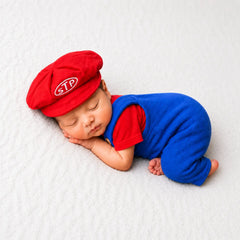 Baby Dungaree with Cap Outfit O084 | NB | Red Blue