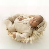 Baby Fur Romper with Rabbit Ears Bonnet O113 | 3M | Beige