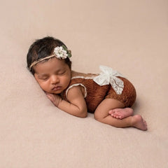 Baby Girl Crochet Rompers Outfit | NB | Chocolate Brown