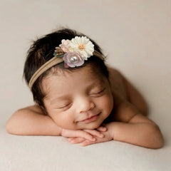 Baby Girl Dusty Rose Flower with Pearl Hairband H064 | 1Y | Peach