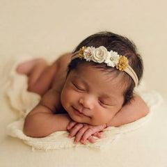 Baby Girl Floral Daisy Headband H102 | Cream Yellow