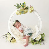 Baby Girl Knit Lace Frock with Lace Bonnet SR004 | Set of 2 | NB | Green