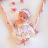 Baby Girl Lace Embroidered Tie Knot Shoulder Sleeveless Top