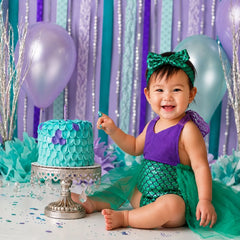 Baby Girl Mermaid Theme Costume Outfit O075 | 1Y | Purple Green