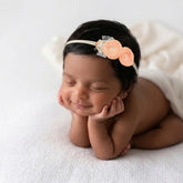 Baby Girl Peach Orange Flower Hairband H073 | 1Y | Orange Peach