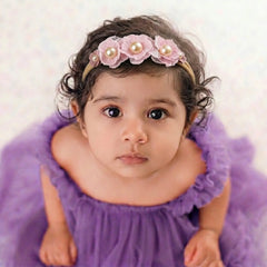 Baby Girl Pearl Beaded Flower Hairband H049 | 1Y | Purple