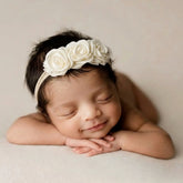 Baby Girl Rose Bloom Headband H103 | White Ivory