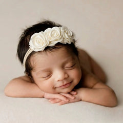 Baby Girl Rose Bloom Headband H103 | White Ivory