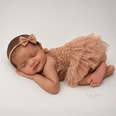 Baby Girl Ruffle Lace Romper with Headband O225 | 3M | Rusty Brown