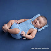 Baby Knitted Suspender Romper Outfit | 2M | Cornflower