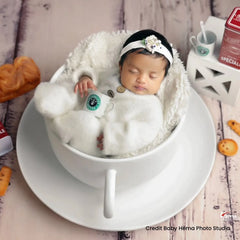 Baby Fur Romper with Rabbit Ears Bonnet O113 | 3M | Off White