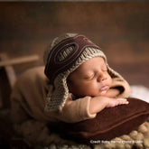 Baby Wool Knitted Aviator Pilot Hat with Goggles B033 | NB | Oat