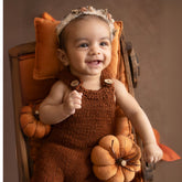 Baby Knitted Suspender Romper Outfit | 2M | Chocolate Brown