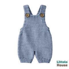 Baby Knitted Suspender Romper Outfit | 2M | Grey