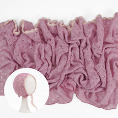 Baby Knitted Wrap with Knitted Bonnet Set of 2 SR083 | NB | Pink Purple Shades