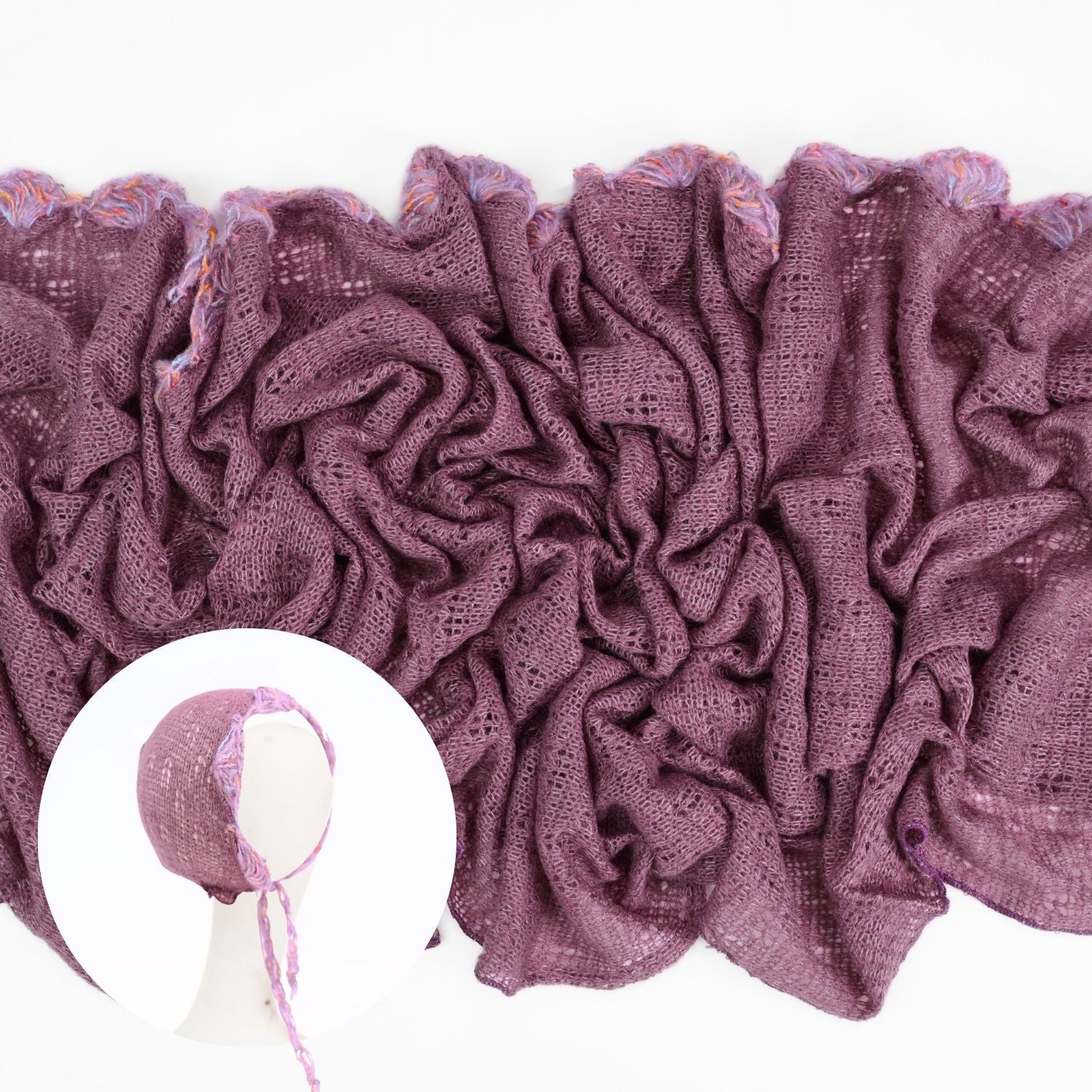 Baby Knitted Wrap with Knitted Bonnet Set of 2 SR083 | NB | Purple