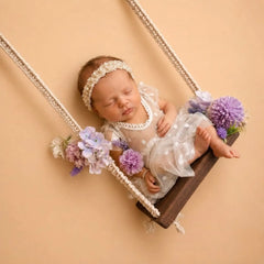 Baby Macrame Flower Swing | Wooden Decorative | Brown