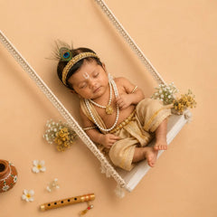Baby Macrame Swing | Wooden Decorative | Rustic White