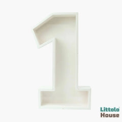 Baby Mosaic Numeric 1 Balloon Filling Box | Wooden Decorative | Off White