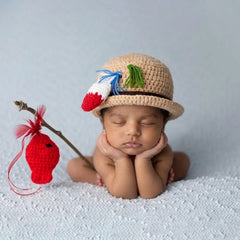Baby Newborn Fisherman Baby Handmade Crochet Photoshoot O136 | 3M | Beige