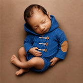 Baby Ribbed Hooded Romper O245 | 2M | Cornflower