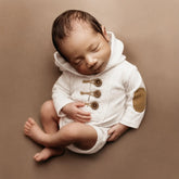 Baby Ribbed Hooded Romper O245 | 2M | White