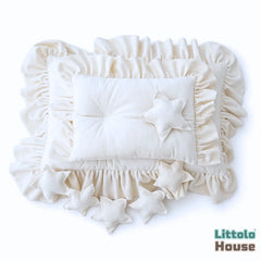 Baby Ruffle Pillow Set with Star Cushions Pack of 8 SR101 | NB | Off White