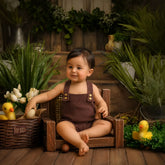 Baby Strapped Romper O042 | 6M | Coffee